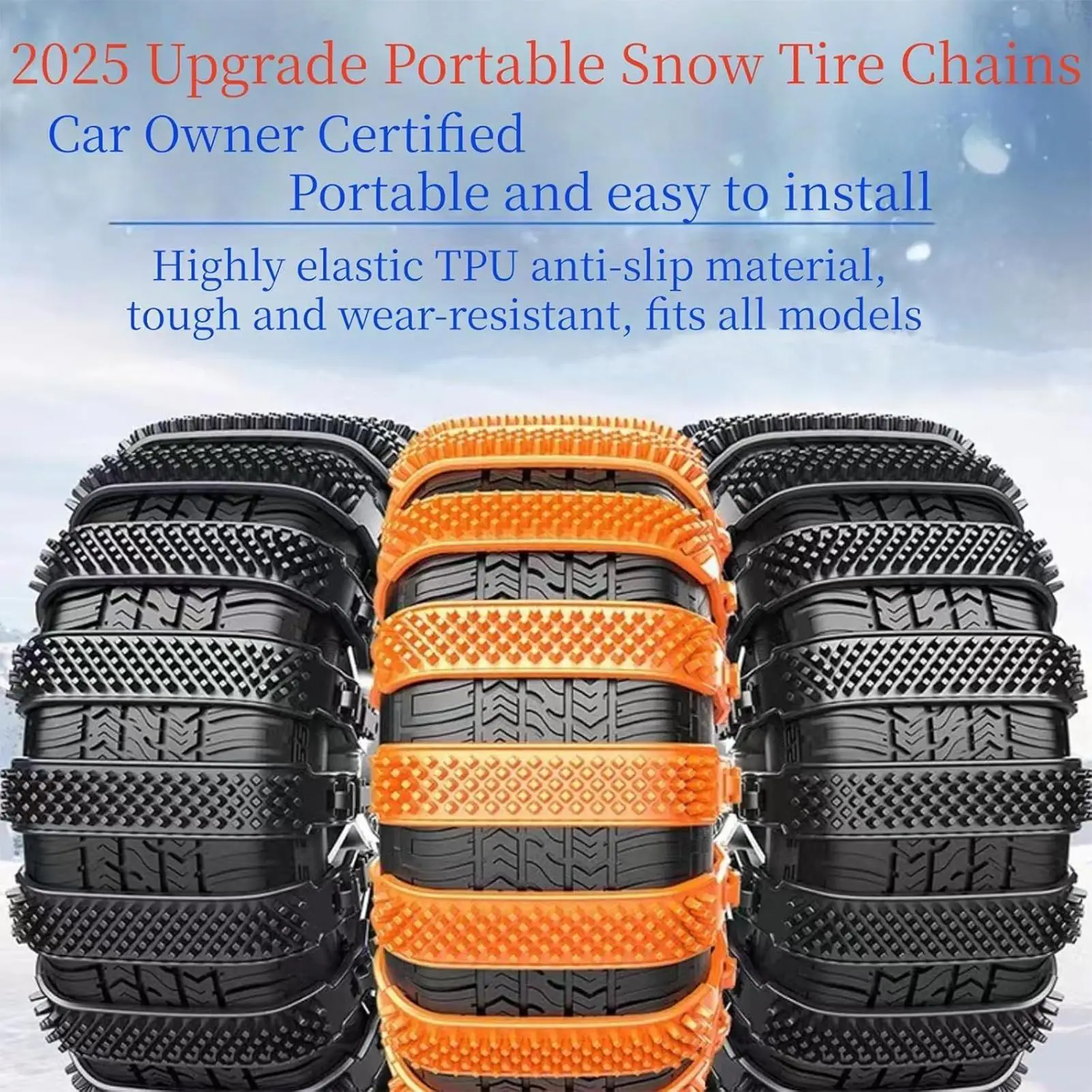 Snow Tire Straps 10pcs Adjustable Anti-Skid Car Grips Tire Straps For Snow For Auto Automotive Van Vehicle RV Truck SUV
