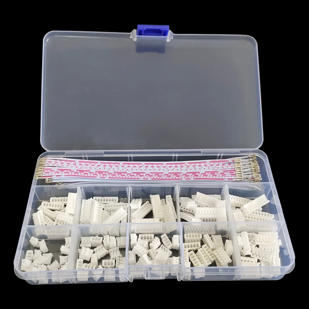 1Box PH 2.0mm Connector Socket Kit with Double Pre-Crimped Red And White Flat Line Various Pin Housing Adapter Options Available