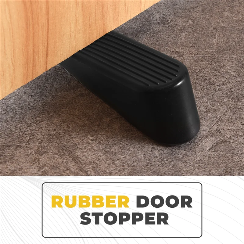 

T19C 4 Pack Door Stop Wedges, Rubber Non-Scratching Door Stoppers For Home And Office (Black)