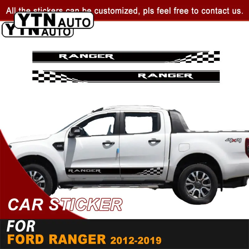 

For Ford Ranger 2012 2013 2014 2015 2016 2017 2018 2019 Car Decals Side Body Racing Plaid Stripe Graphic Vinyl Cool Car Stickers