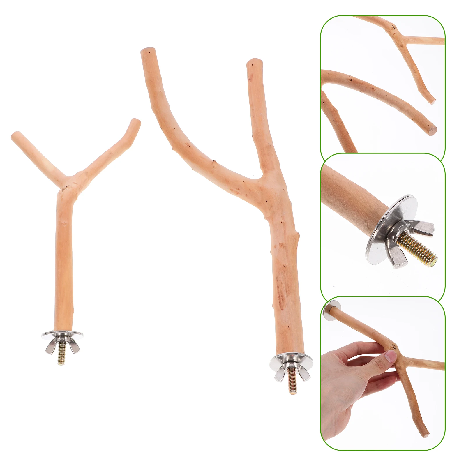 

2 Pcs Bird Perches for Cage Standing Pole Branch Wood Rods Birds Parakeet Cages