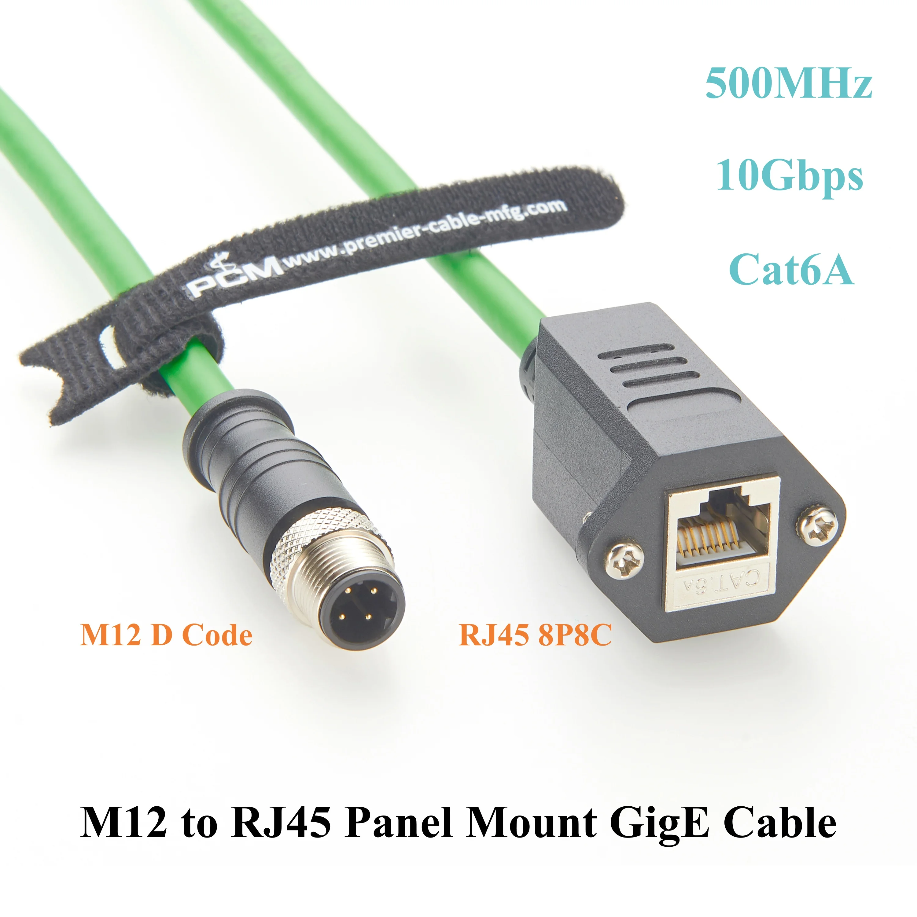 M12 to RJ45 CAT6A Panel Mount GigE Cable, Panel Mount RJ45 Keystone to M12 D Code 4 Pin Male Profinet Ethernet EtherCAT Cable