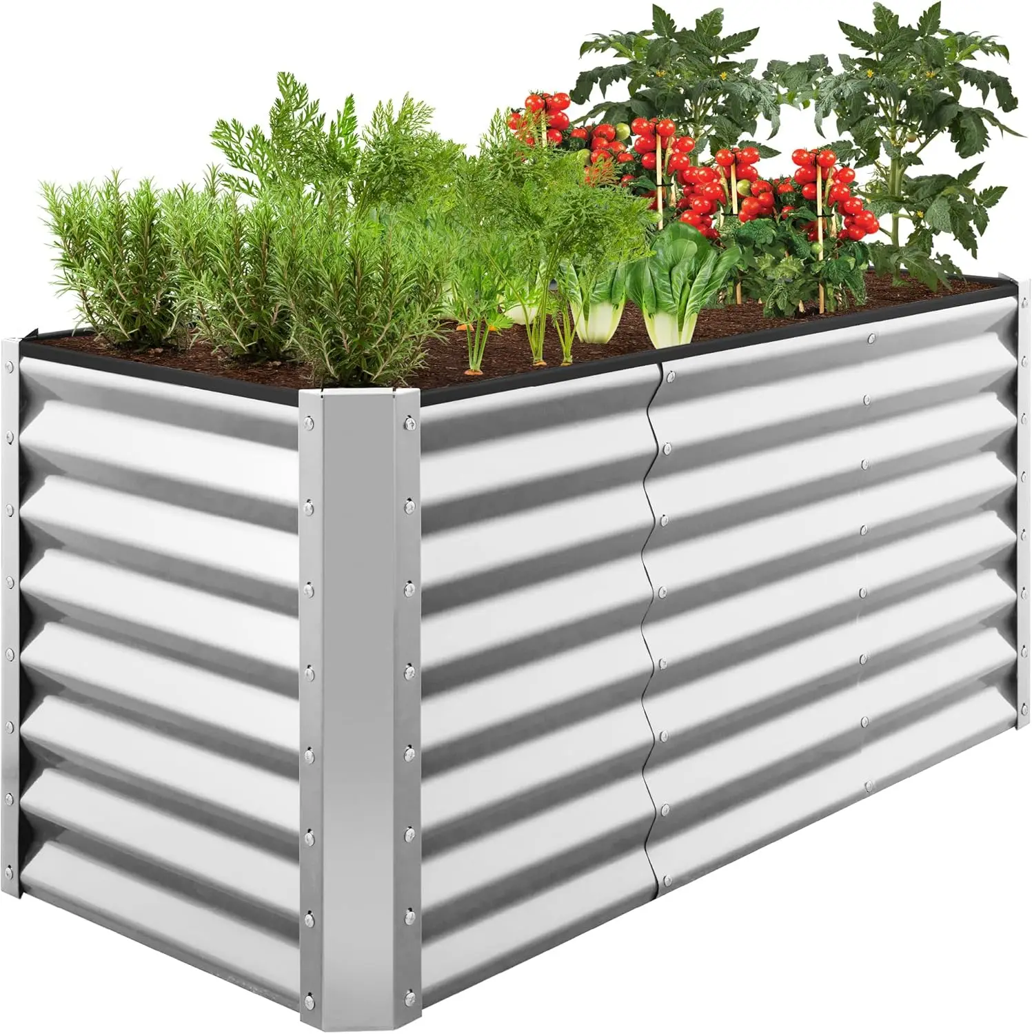

4x2x2ft Outdoor Metal Raised Garden Bed Deep Root Planter Box for Vegetables Flowers Herbs w 119 Gallon Capacity Galvanized