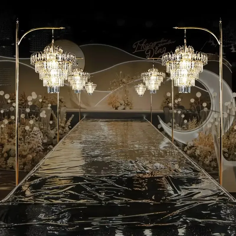 Metallic Glass Wedding Hall Walkway Decorative Lighting Stage Road Guide LED Lights Centerpiece