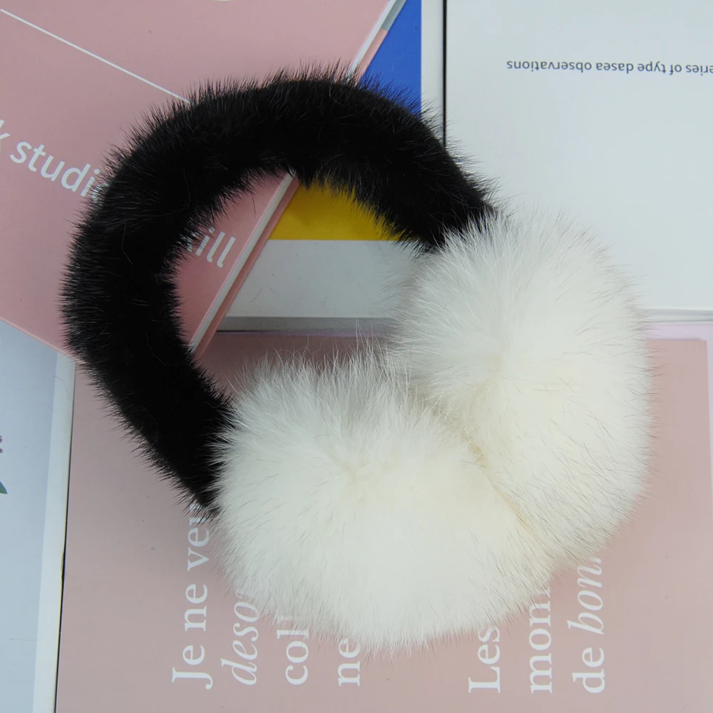 2025 Russo Soffice Con Vera Pelliccia di Visone Earlap New Lady Naturale Vera Pelliccia di Volpe Paraorecchie Donne di Inverno Caldo Peluche Grande Pelliccia di Volpe EarMuff