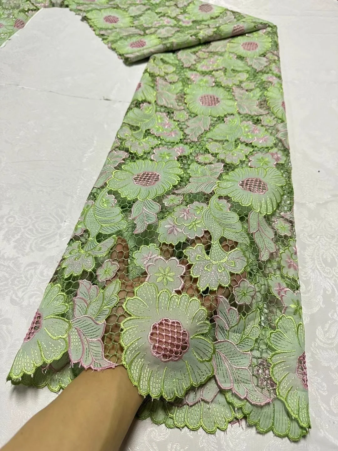 

African Guipure Cord Lace Fabric 2024 Nigerian Lace Fabric 5 Yards High Quality Embroidery For Party Wedding Dress