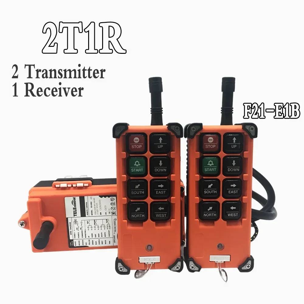 Telecontrol Radio Wireless Industrial Remote Control F21-E1B 36V/220V/380V 1/2 Transmitters 1 Receiver for Hoist Crane Lift