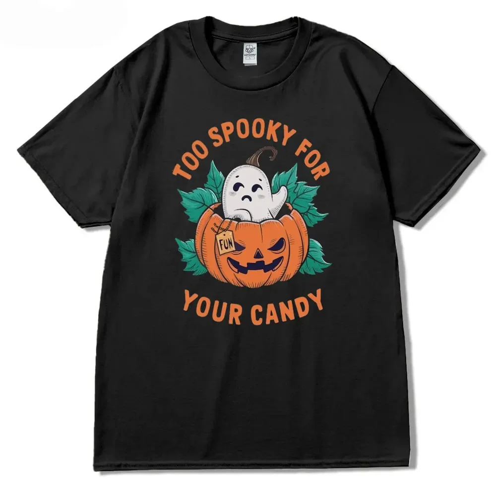 

Retro Halloween Too Spooky for Your Candy Cotton T-Shirt Vintage O-neck Halloween Trending Tee Cute Halloween Gifts for Her Tops