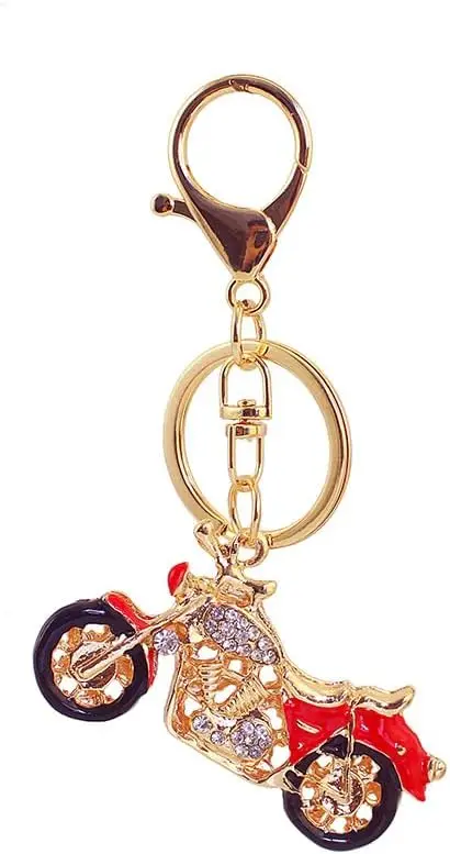 

One Pack Colorful Cute Motorcycle Two Wheel Rhinestone Car Keychain Ring Chain Gift Pack Buckle Charms
