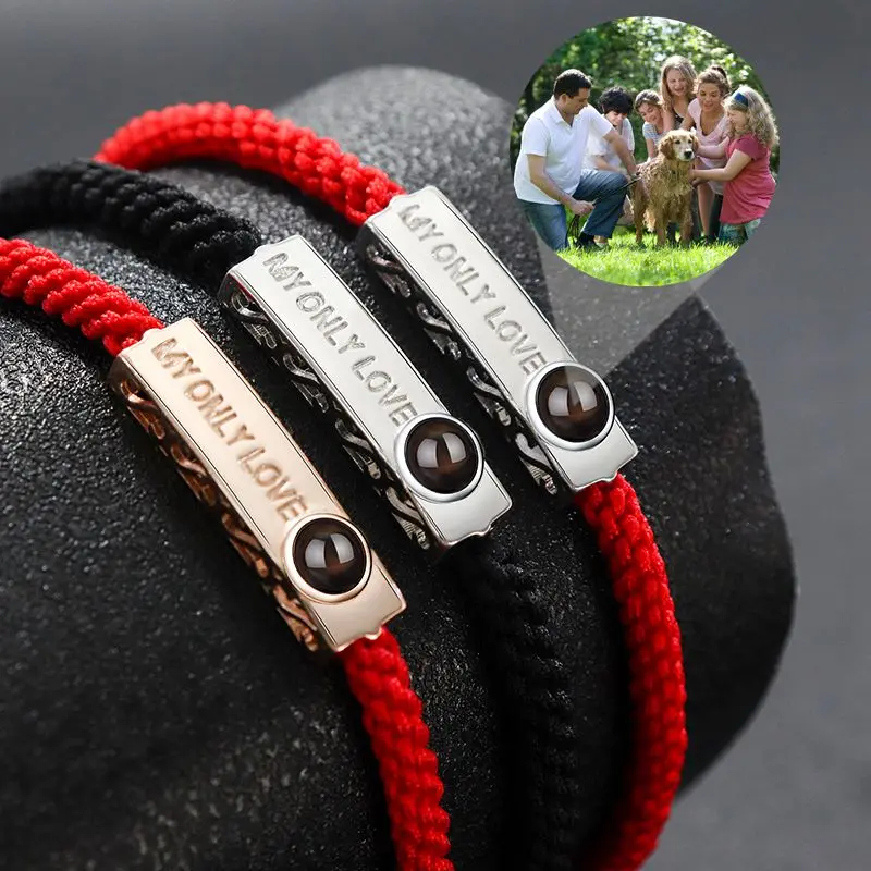 S925 Silver Custom Photo Bracelet Personalized Projection Photo Bracelets for Women Lover Couple Family Jewelry Girl Friend Gift