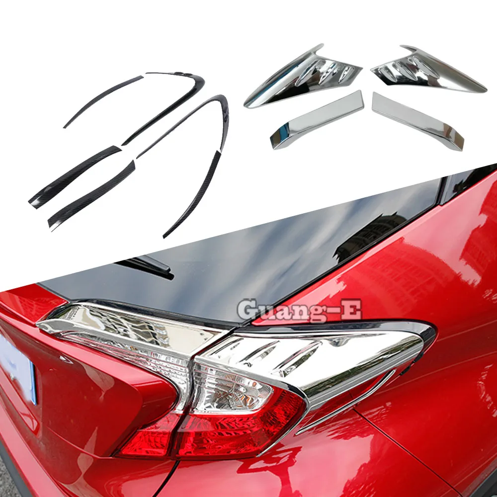 

For Toyota C-HR CHR 2017 2018 2019 2020 2021 Detector ABS Chrome/Carbon Fiber Cover Back Tail Rear Light Lamp Frame Parts 4pcs