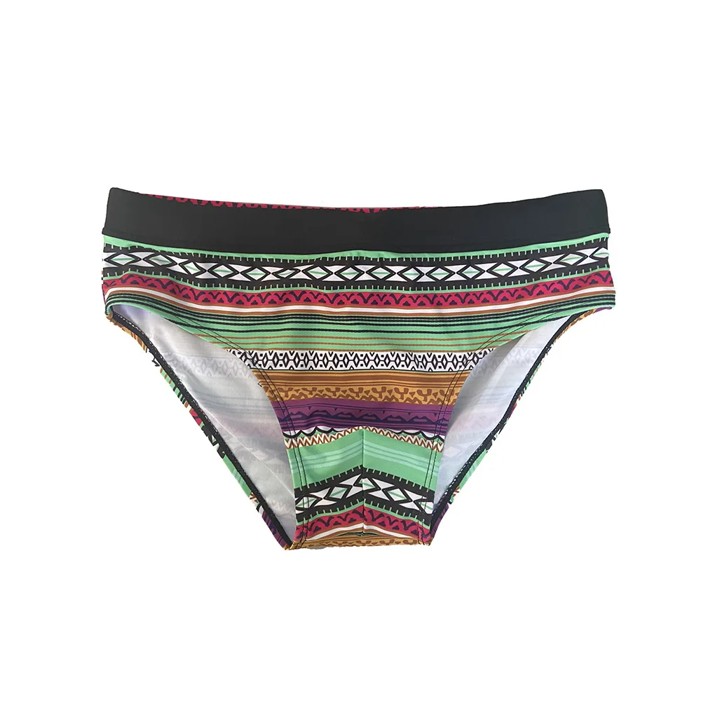 

2025 Men's Bohemian Fashion Triangle Swimming Pants Low Waist European and American Beach Youth Swimming Pants Summer 10090