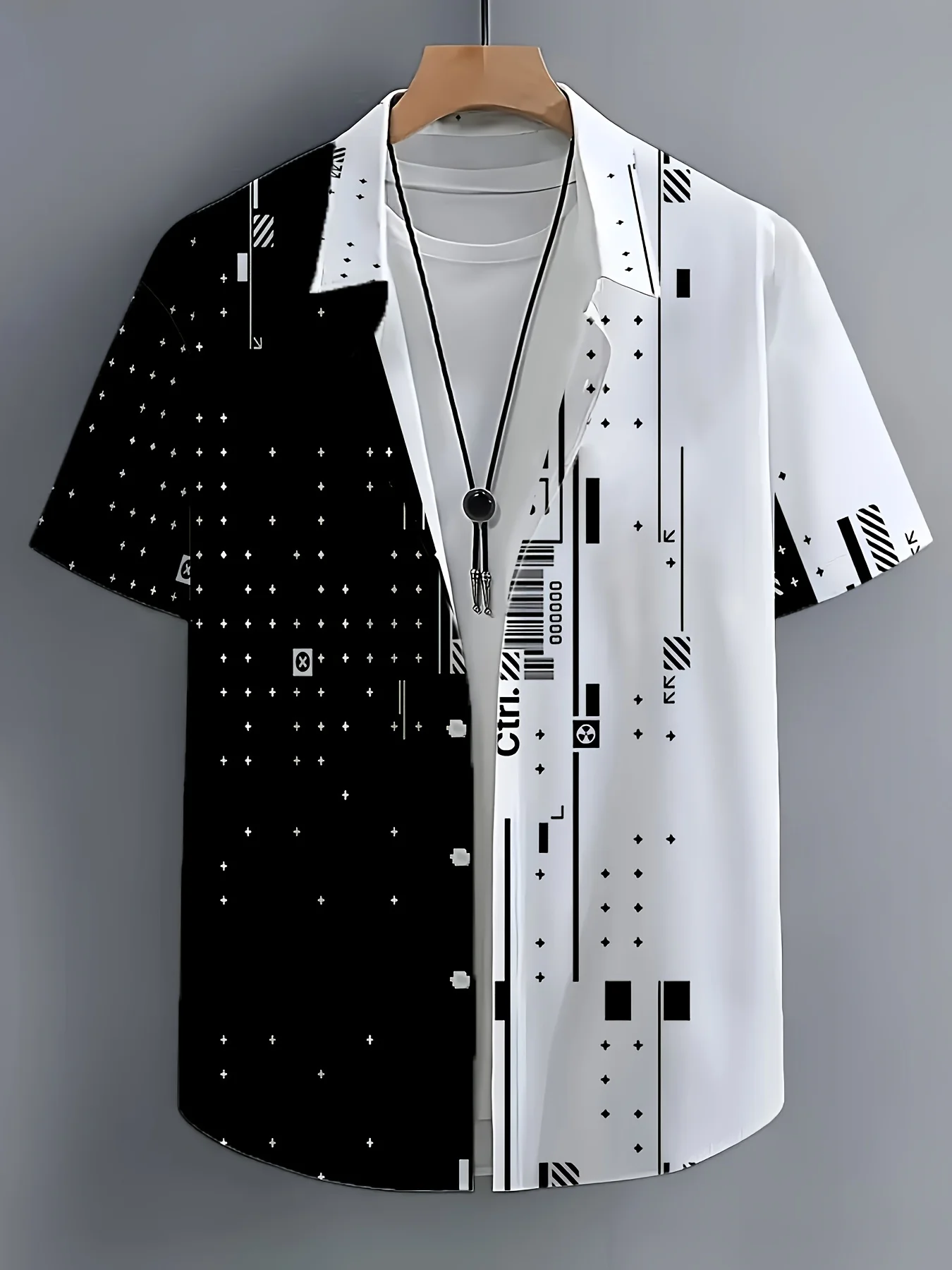 

Men's 3D Full-Body Geometric Print Short-Sleeve Button-Up Shirt Loose Fit Casual Summer Beach Vacation Collar Button Shirt