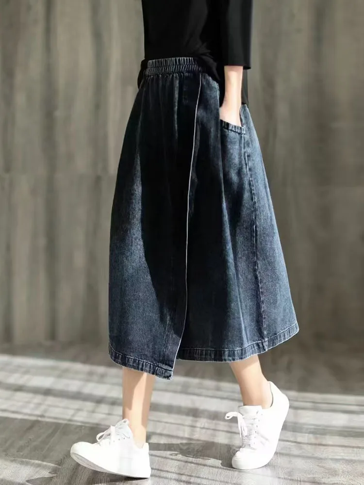 AmaxluluE 2025 Summer Ladies Elegant Streetwear Womens Fashion Vintage Loose Denim Skirts Females Luxury Classic Casual Clothes