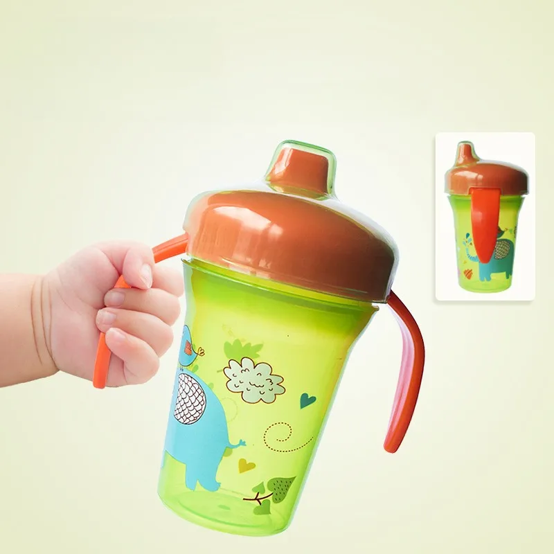 Large caliber drinking water learning cup for infants and young children with handle duckbill water cup for mother and baby use