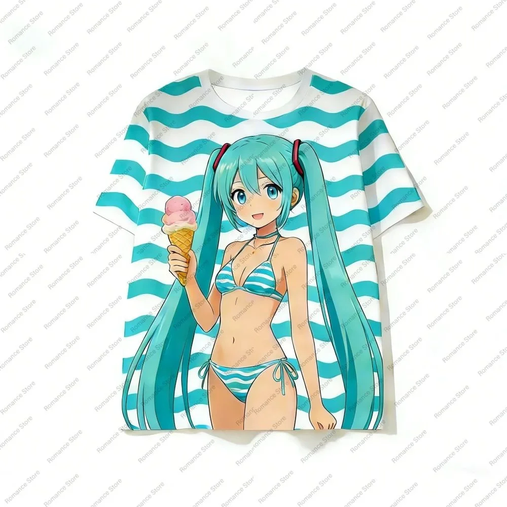 Hatsune Miku Print Women's Short Sleeved T-shirt and Summer Casual 3D Printed Summer Cute Casual Men's Sports Top