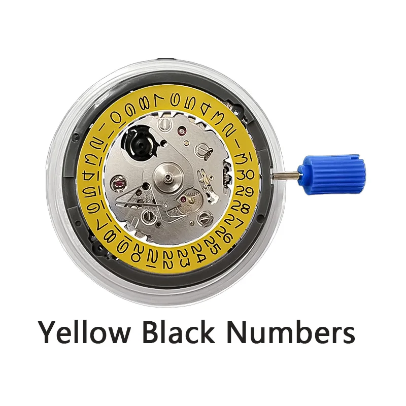 Yellow Black Numbers NH35 Automatic Mechanical Movement High Precision 24 Jewels Watch Replacement NH35A Date 3:00 ﻿