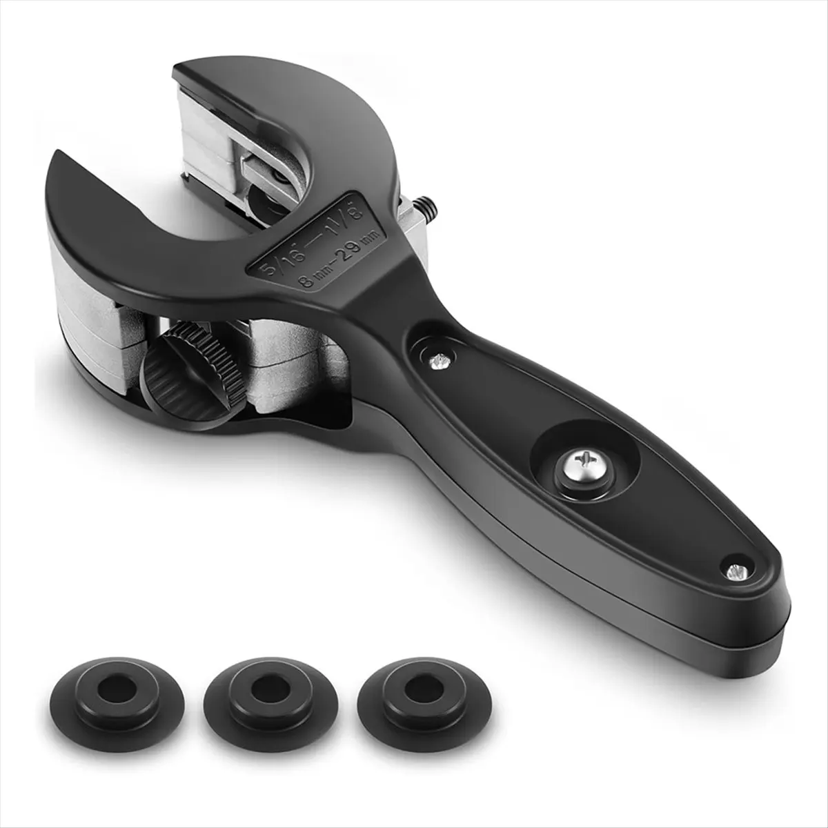 AA1778~Ratcheting Tubing Cutter One-Hand Fast Pipe Cutting Tool with 3 Pcs Replacement Blade for Cutting 5/16-1-1/8 Inch