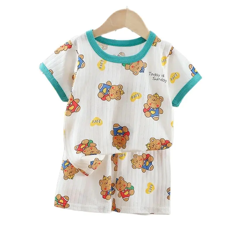 Dinosaur Baby Pajamas Set Cotton Child Pajamas Toddler Summer Sleeveless Baby Nightwear Pyjamas Kid Cartoon Homewear Clothes Set