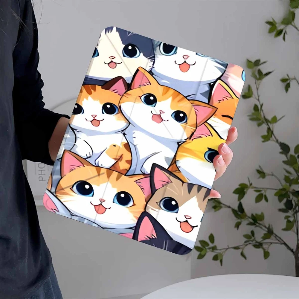 Cute Cat Cluster For Samsung Galaxy Tab A8 A9 A11 S6 S7 S8 S9 S10 FE Plus Lite Protective With Pen Slot Tablet Case