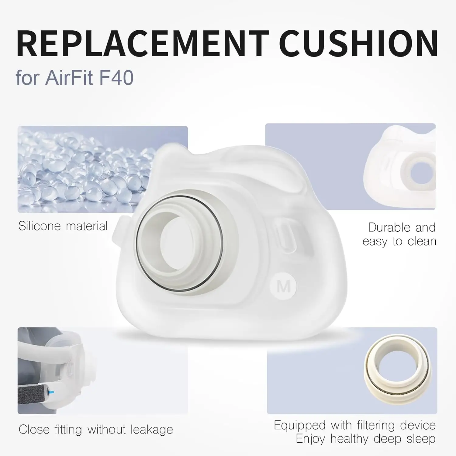 Replacement Silicone Cushion For F40 Style Full Face CPAP Mask Soft Seal Cushion Respirator Mask Accessories Frame Not Included