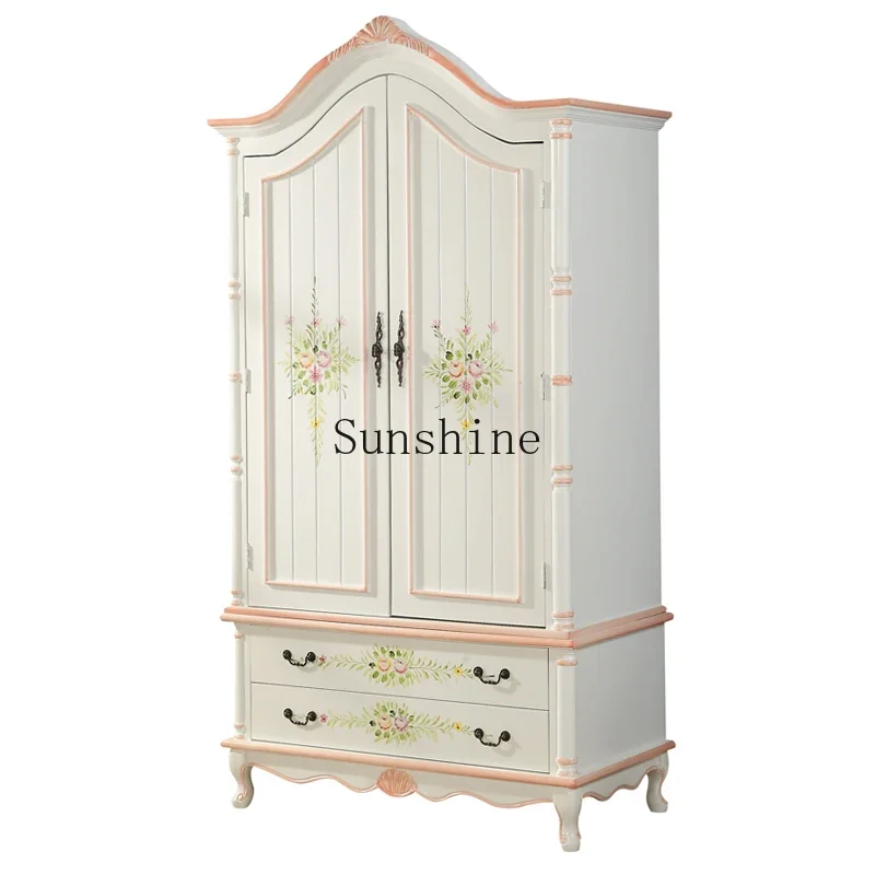 

American country painted solid wood pastoral style overall Mediterranean storage wardrobe