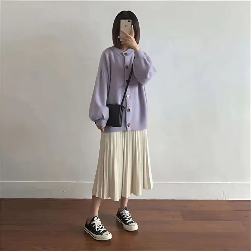 الخريف والشتاء عالية الخصر محبوك تنورة المرأة منتصف طويلة محبوك ألف خط كلية نمط تنورة سترة الملابس