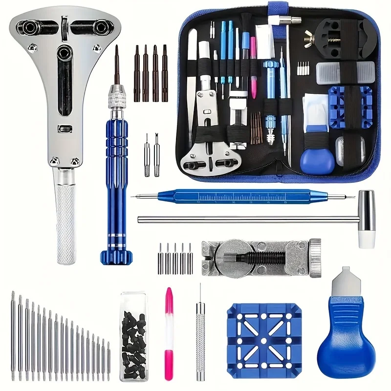 212pcs Watch Opener Repair Tool Kit Clock Pry Knife Screwdriver Pin Hammer Set Watchmaker Band Link Clockmaker Accessory