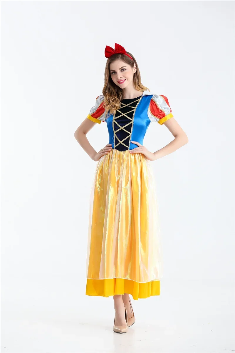 Schneeweiße Prinzessin Erwachsenen Kostüm für Frauen Halloween Party Karneval Cosplay Kostüme Mädchen Kleid Kopf bedeckung langes Kleid