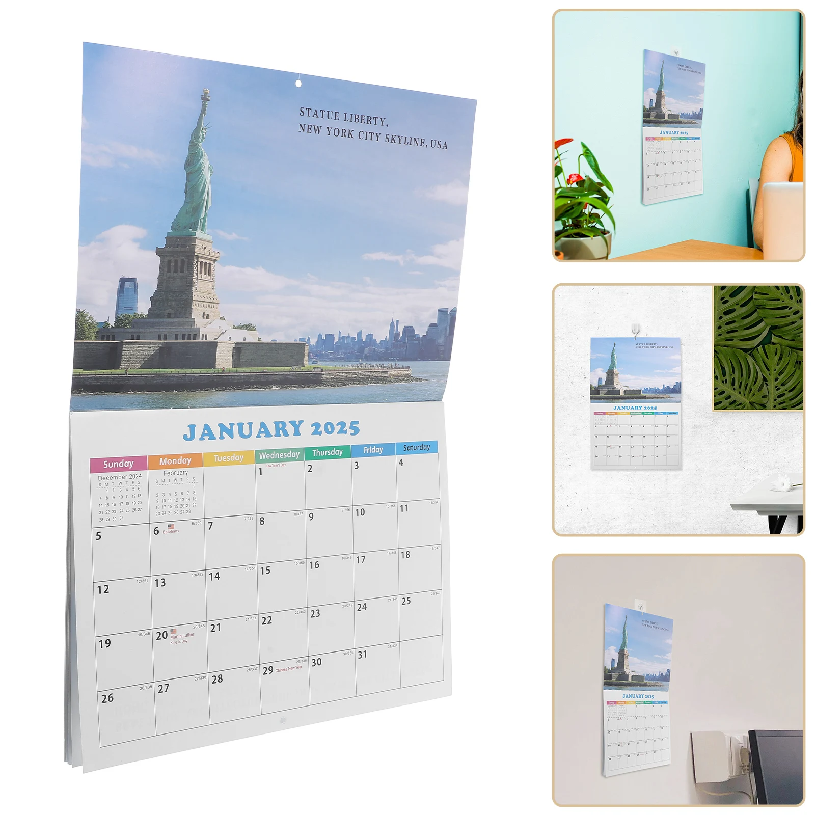 

2025 World Landscape Wall 12 Months January To December Scenic Beauty Office Home Decor Sturdy Inkproof Calendar 2025 Travel