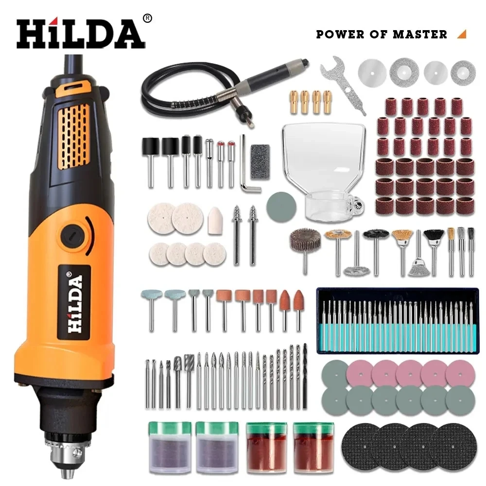 HILDA Mini trapano elettrico utensili rotanti smerigliatrice a velocità variabile strumento di molatura con accessori per incisione Mini trapano 220V