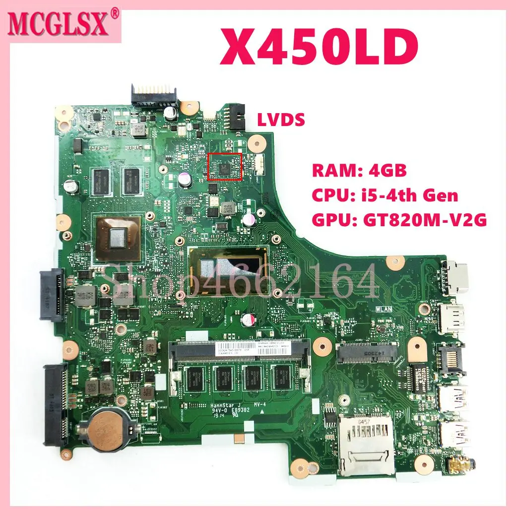 

X450LD i5-4th Gen CPU GT820M-V2G GPU 4GB-RAM Материнская плата ASUS X450LC A450LD P450LD K450LD F450LD X450LA материнская плата для ноутбука