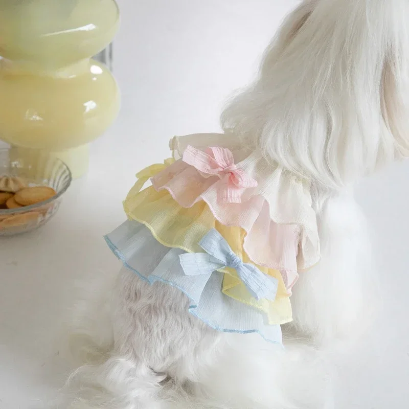 

Pet Rainbow Cute Lace Suspender Vest Cake Layer By Layer Skirt Pet Cat Dog Teddy Skirt Dog Clothing Pet Clothes Puppy Clothes