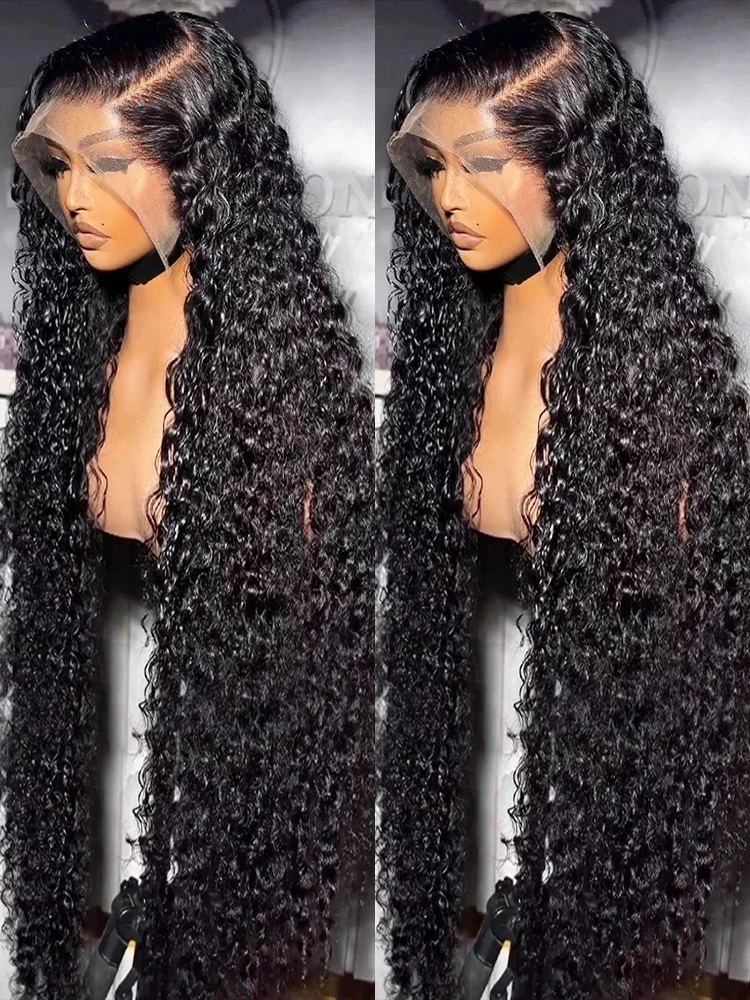 250% Deep Wave 13x6 HD Lace Frontal Wig Brazilian Curly Human Hair Wigs For Women Lace Front Human Hair Wig Pre Plucked 36 Inch