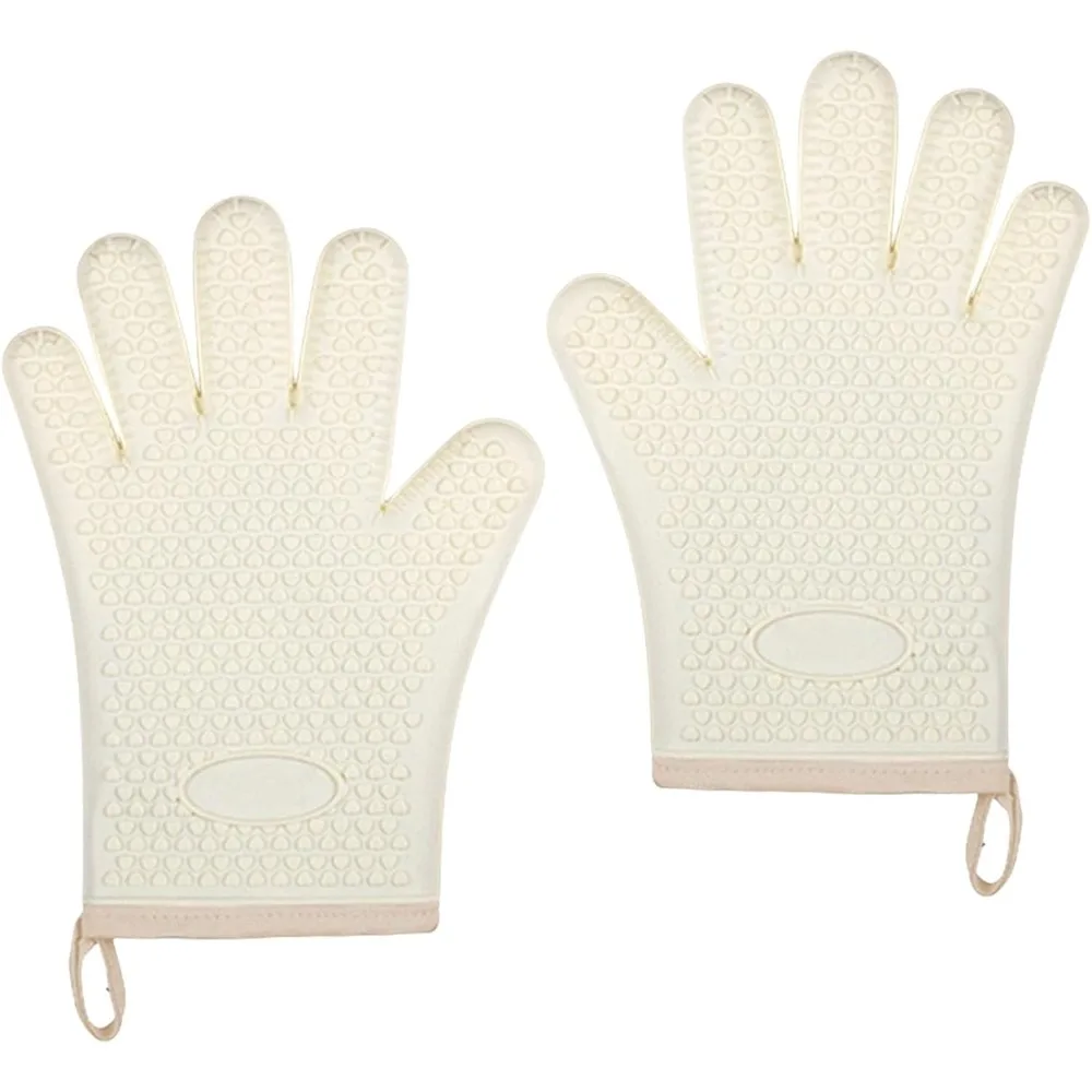 

Oven Silicone Gloves Heat Resistant Gloves with Finger Cots Insulation Gloves Kitchen Tools Suitable for Baking Cooking Grilling