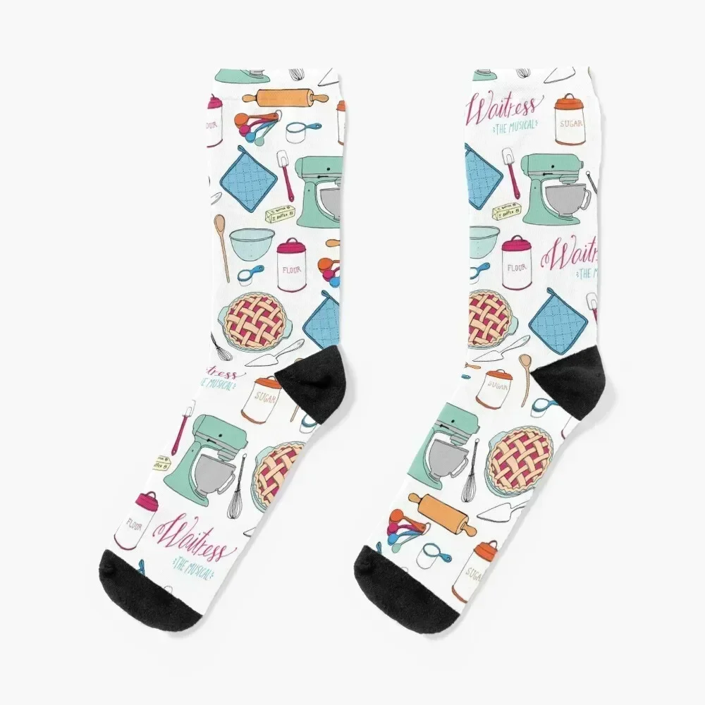 

Waitress the Musical cherry pie print, mixer, sugar, butter, flour - Broadway, West End Socks floral Socks Male Women's