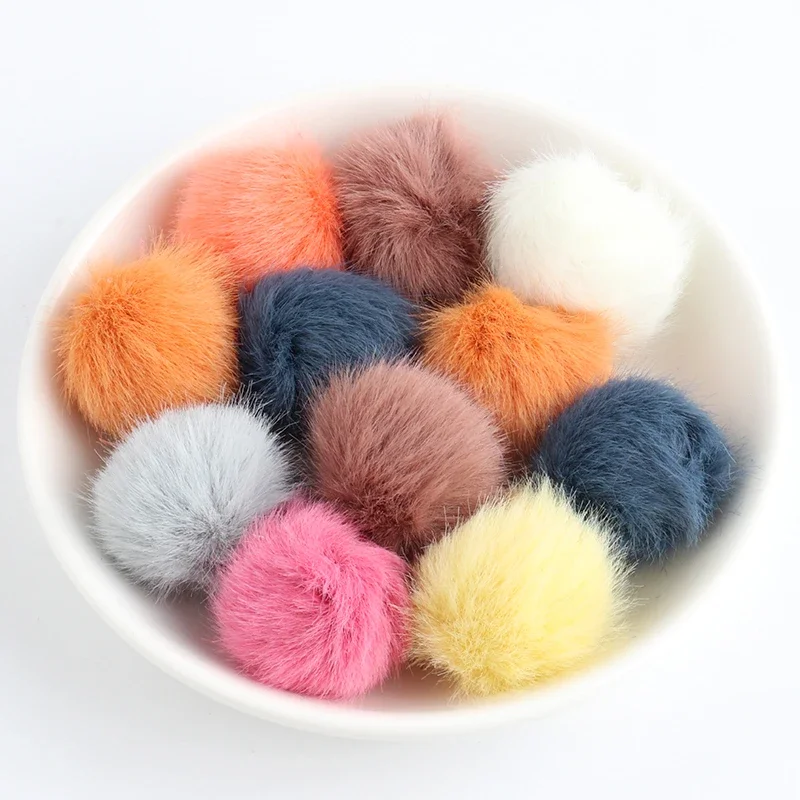 2.5cm Natural Fluffy Pompom Fur Ball 25mm Pom Pom Pure Color Pompon Pompoms For Caps Hats Scarf Gloves Clothes Decoration 10pcs