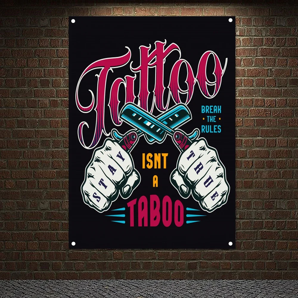 Razor Haircut Tool Tattoo Posters Tapestry Wallpapers Home Decoration Skull Art Banners Flag Wall Hanging Mural Canvas Painting
