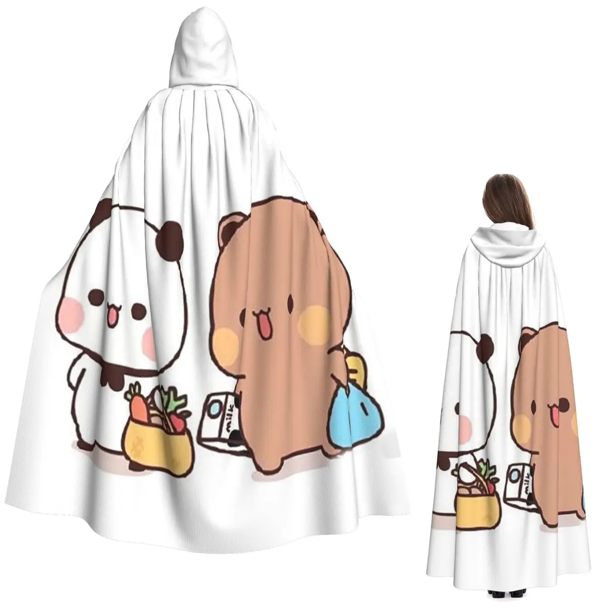 

Милый длинный плащ с капюшоном Bubu и Dudu, средневековый костюм ведьмы, накидка для косплея, накидка на Хэллоуин, вампир, для взрослых, унисекс