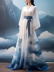 Hanfu-vestido de estilo chino para mujer, traje tradicional y elegante de princesa de las nubes, traje de baile de escenario de Cosplay de hada Oriental