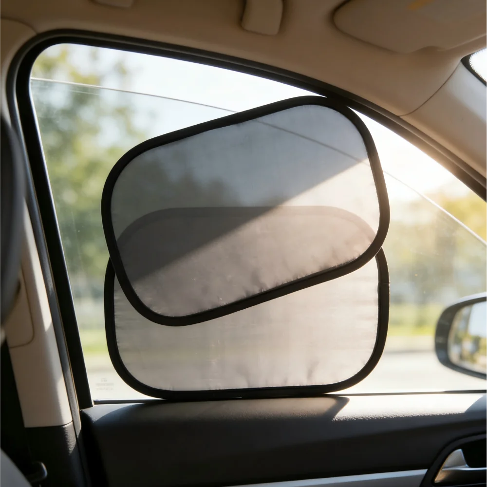 2PK Universal Car Window Shade, Cling Sunshade Baby Side Window Car Sun Shades- Sun, Glare and UV Rays Protection