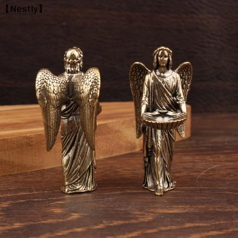 Brass Angel Statue Figurines, Desktop Decorations, Creative Crafts, Small Bronze Ornaments For Home Decor〔Nest〕
