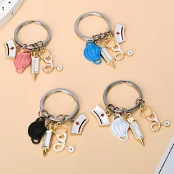Keychain Set Men And Women Are Suitable For Quirky Style Nurse Doctor Mask Syringe Multi Color Pendant Accessories