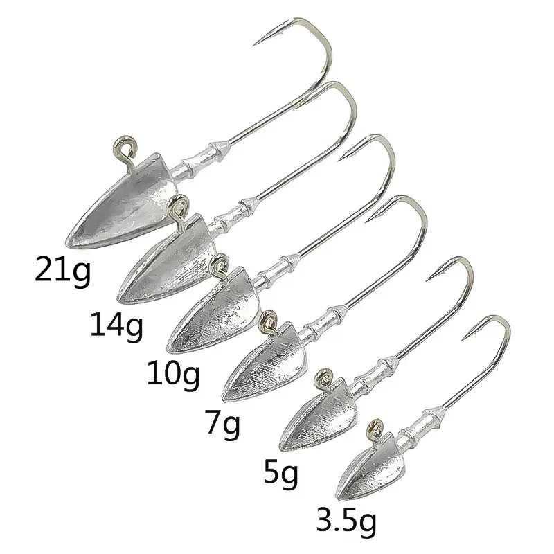 OUTKIT 5Pcs/Lot JIG Head Hooks 3.5g 5g 7g 10g 14g 21g Jig Head Hook Lure Hook Sharp Multicolor Soft Fishing Tackle Hooks