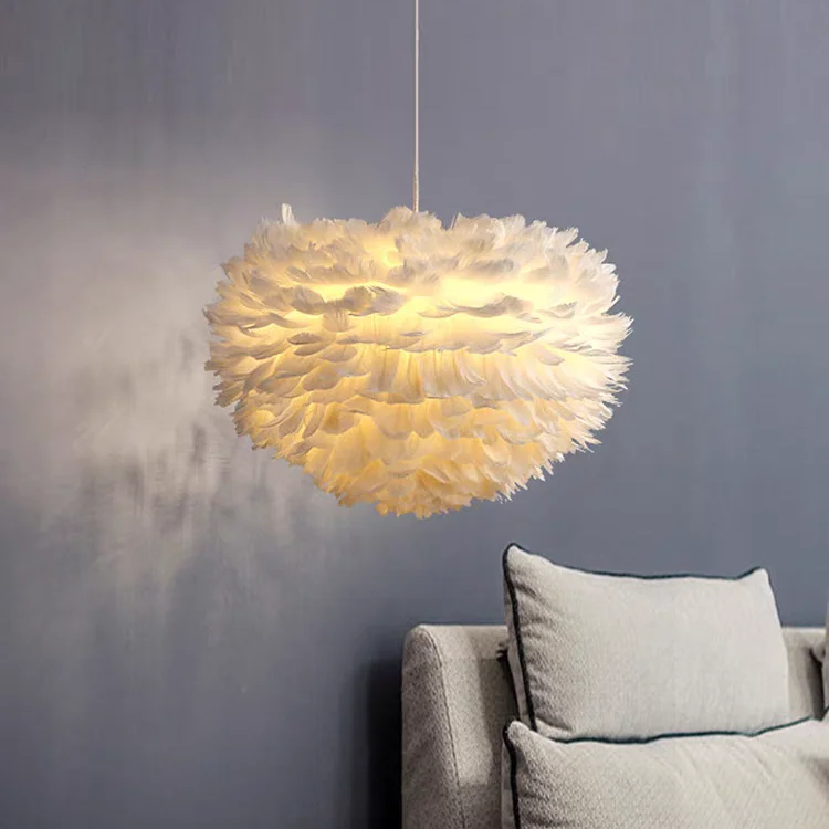 Nordic Planet Pinecone Feather Chandeliers Modern Simple Warm and Romantic Bedroom Lamp Creative Ins Style Restaurant Lighting