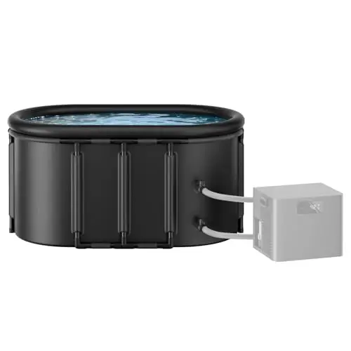 148 Gal Oval Ice Bath Tub, Portable XXL Cold Plunge Tub with Insulated Lid & Neck Air Ring, Chiller-Compatible for