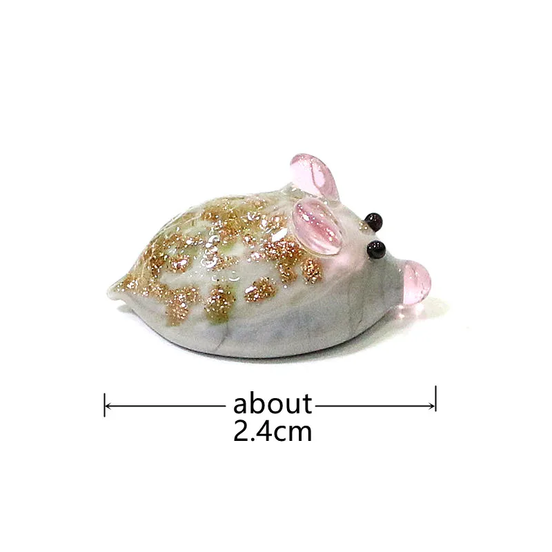 Mini Glass Mouse Figurine Tiny Cute Rat Ornaments for Diy Home Desk Kids Room Fairy Garden Micro Landscape Bonsai Decor Supplies