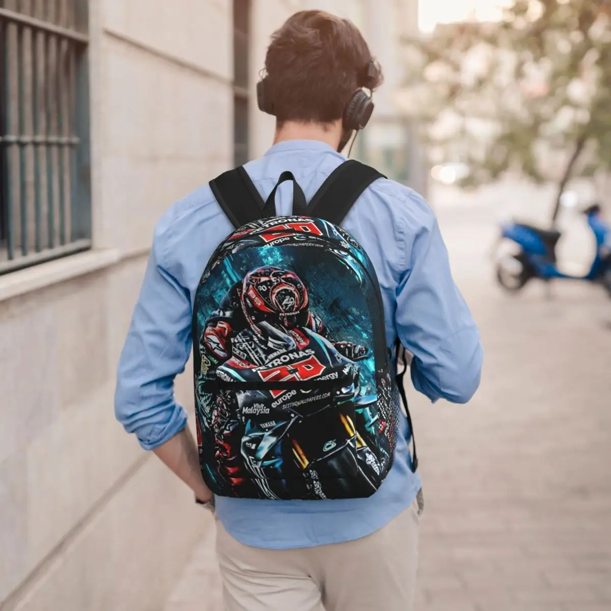 Fabio Quartararo French Motorcycle Racer Backpack Student BookBag Kids School Bag Computer Shoulder Bags for Men Women