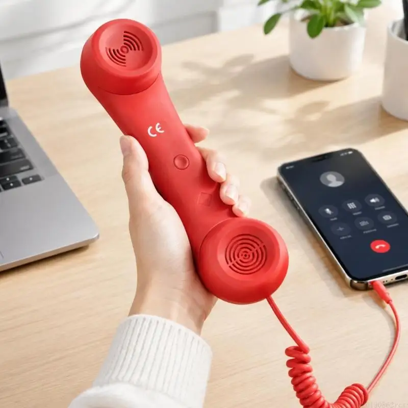 D5BB Nostalgic Phone Receiver with Coiled Cord and Call-Level Adjustment