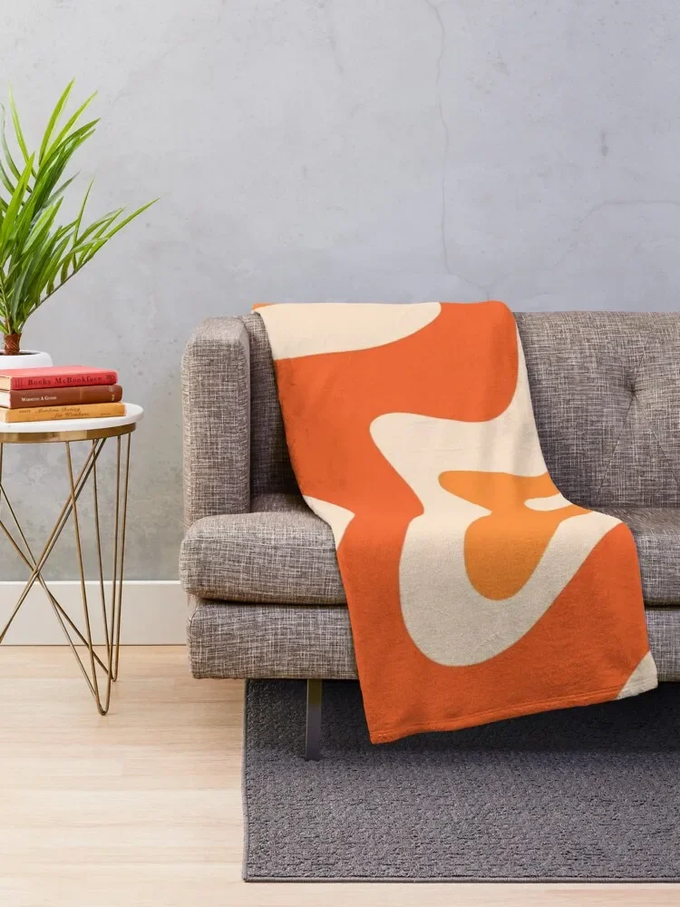 Tangerine Liquid Swirl Retro Modern Abstract Pattern Throw Blanket Hairy Picnic warm winter Soft Plush Plaid Blankets